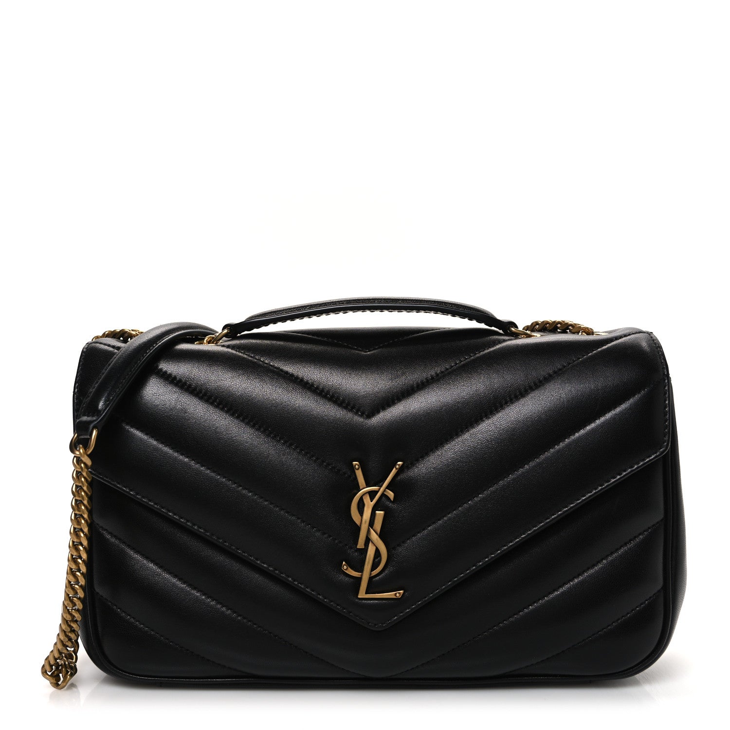 Lambskin Chevron Quilted Medium Loulou Black