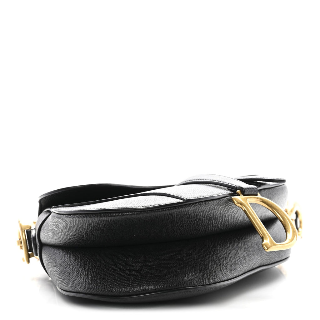 Grained Calfskin Saddle Bag Black