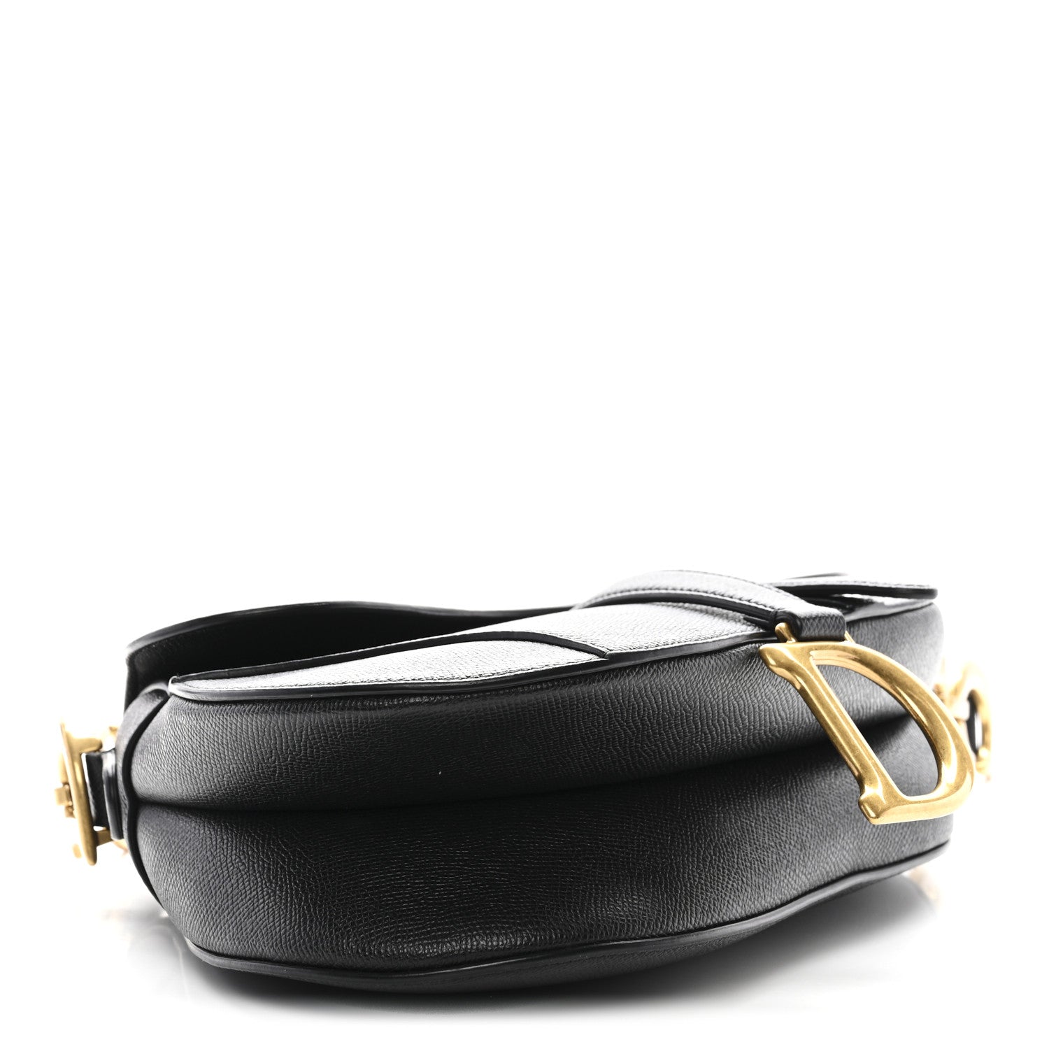Grained Calfskin Saddle Bag Black