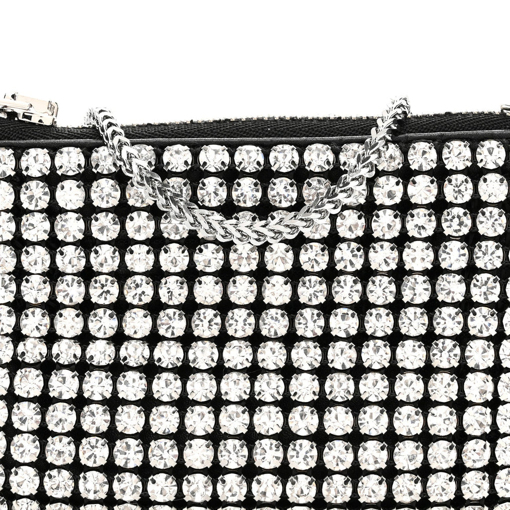 Mesh Crystal Rhinestone Nano Heiress Shoulder Bag Black Silver
