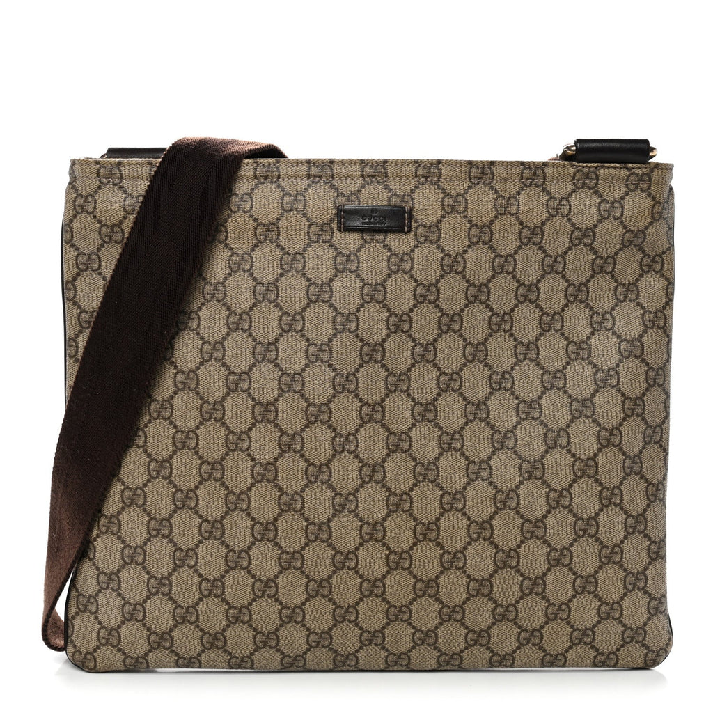 GG Supreme Monogram Medium Flat Messenger Bag Dark Brown