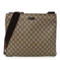 GG Supreme Monogram Medium Flat Messenger Bag Dark Brown