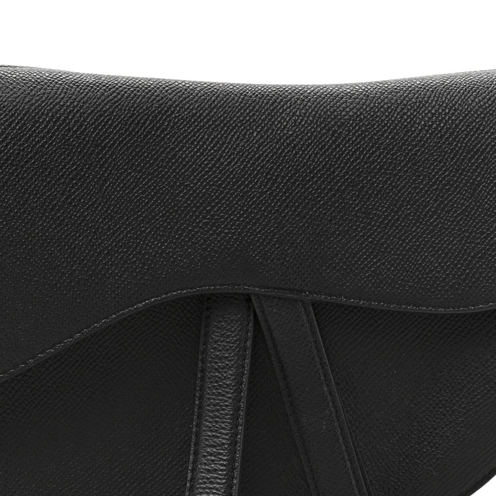 Grained Calfskin Saddle Bag Black
