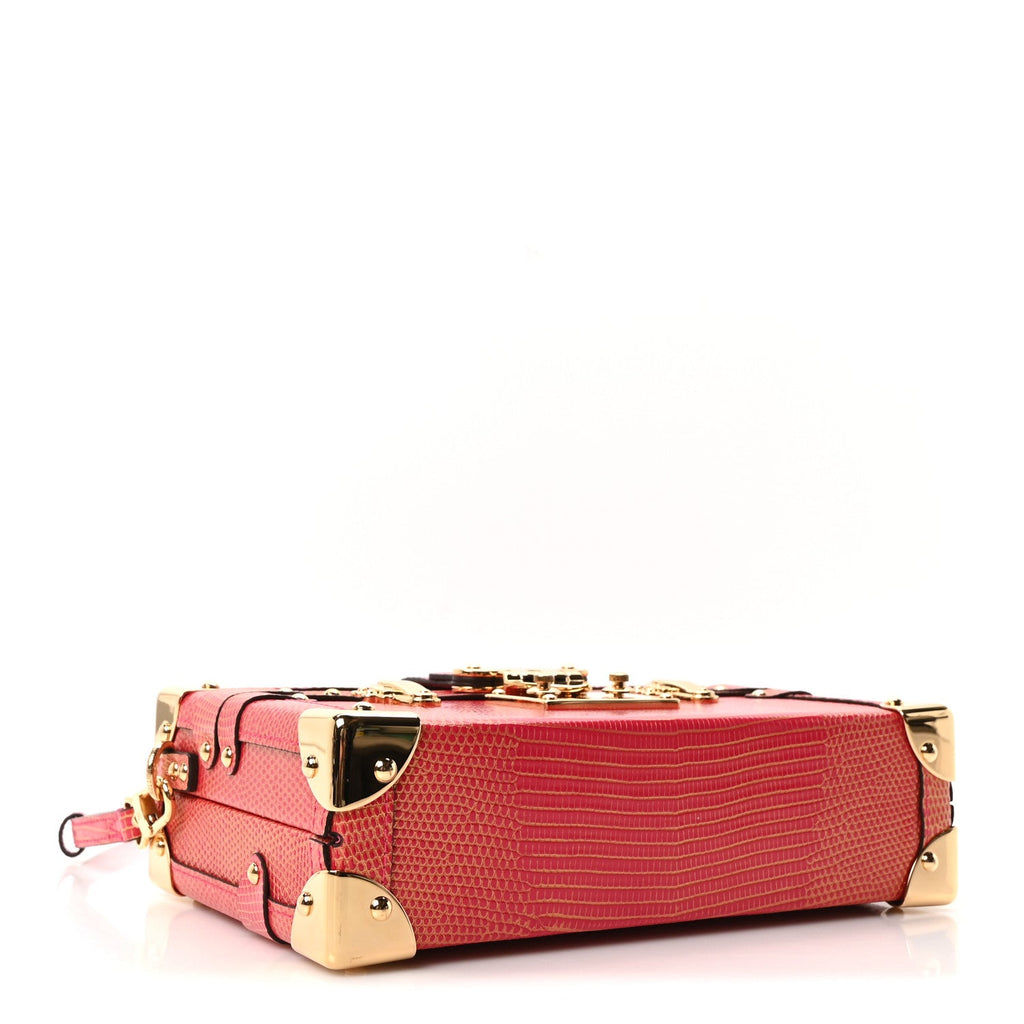 Metalic Lizard Petite Malle Pink