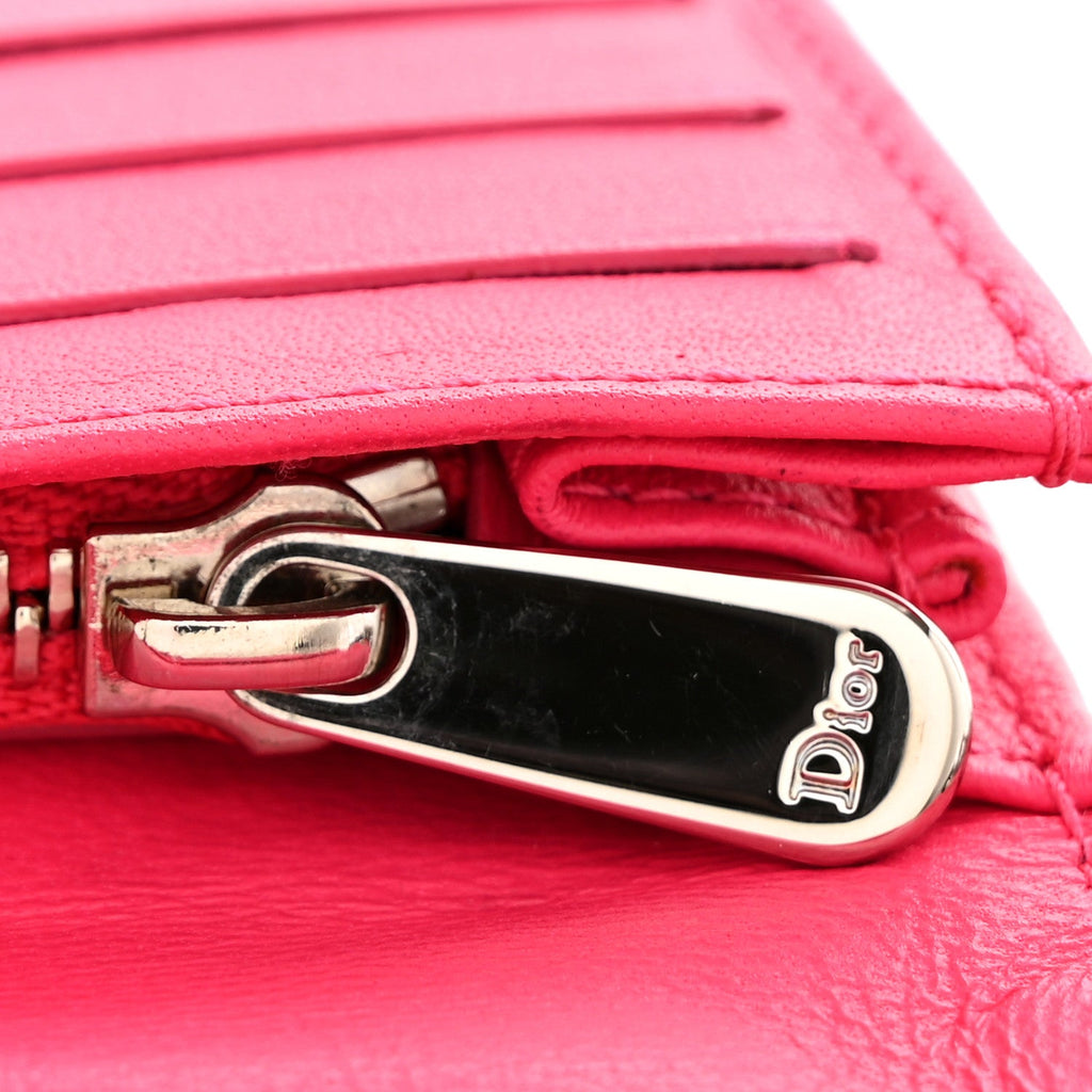 Lambskin Cannage Bi-Color Lady Dior Flap  Holder Black Pink
