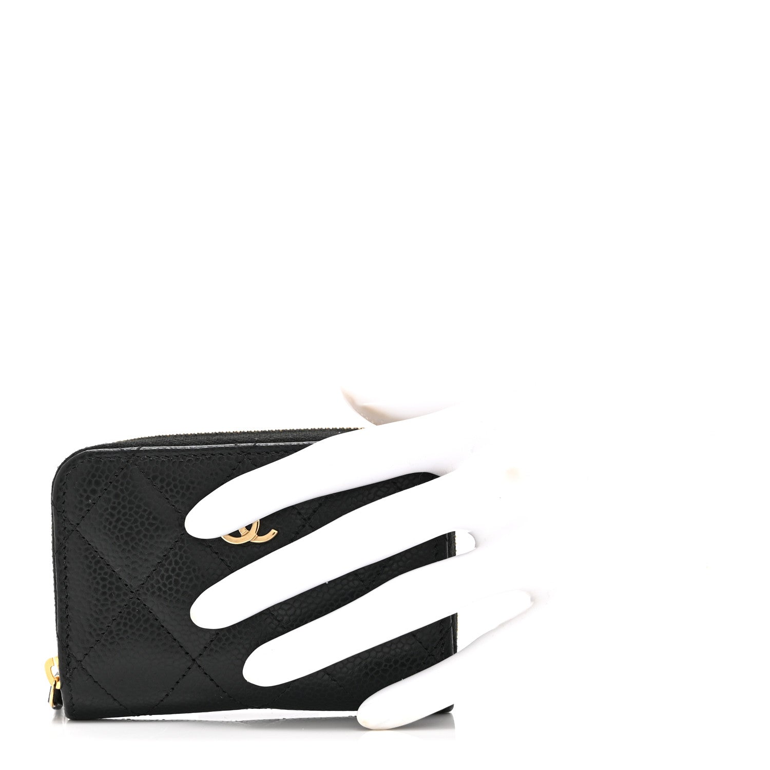 Caviar Quilted Zip Coin Purse Black