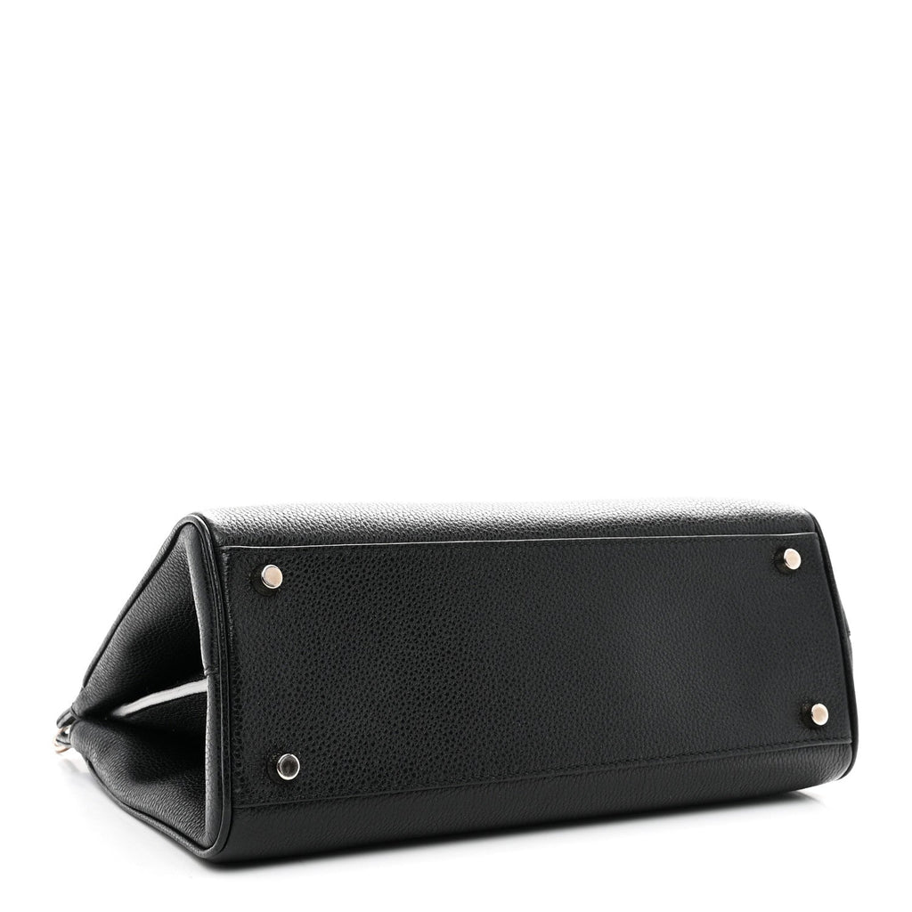Grainy Calfskin Small Zumi Top Handle Bag Black