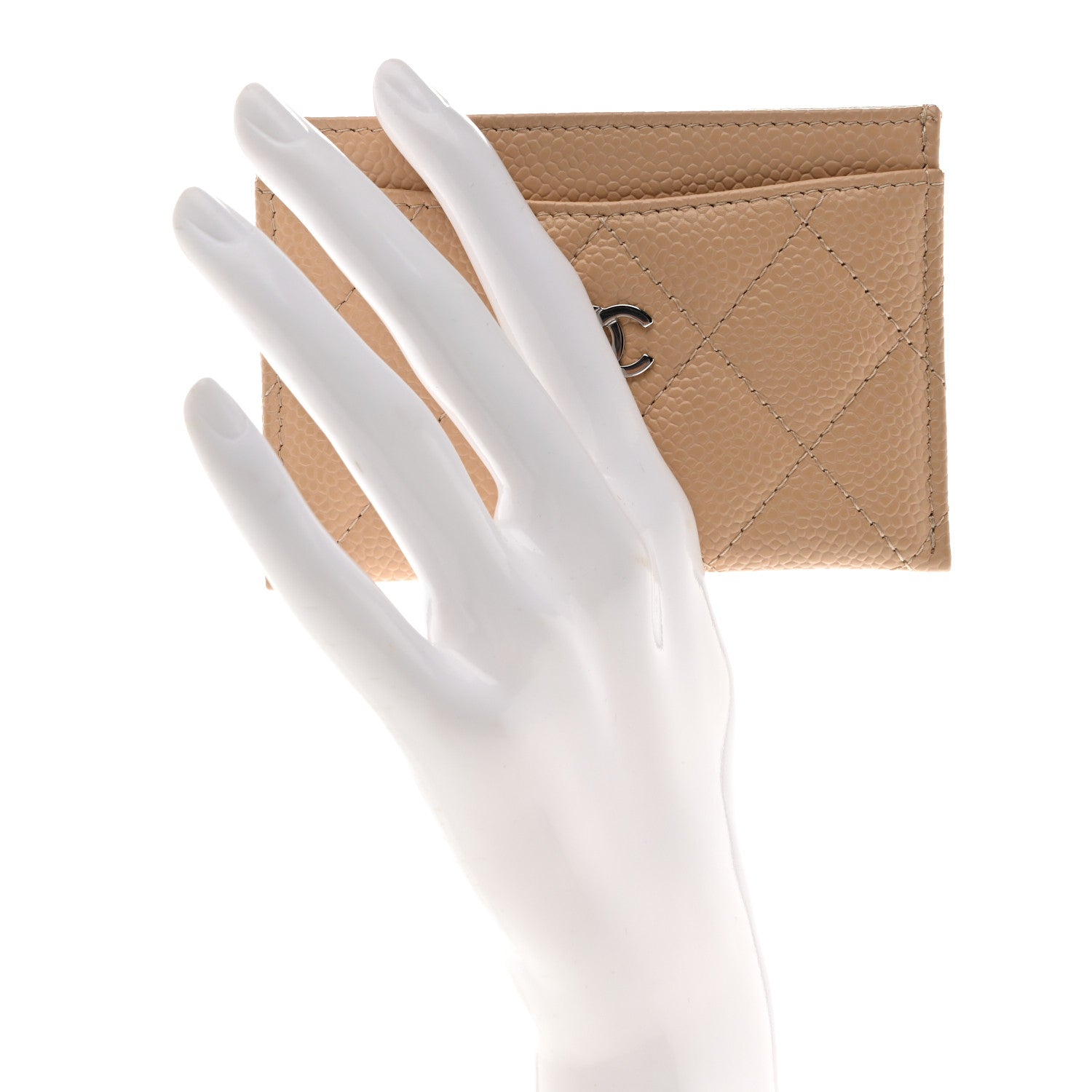 Caviar Quilted  Holder Beige