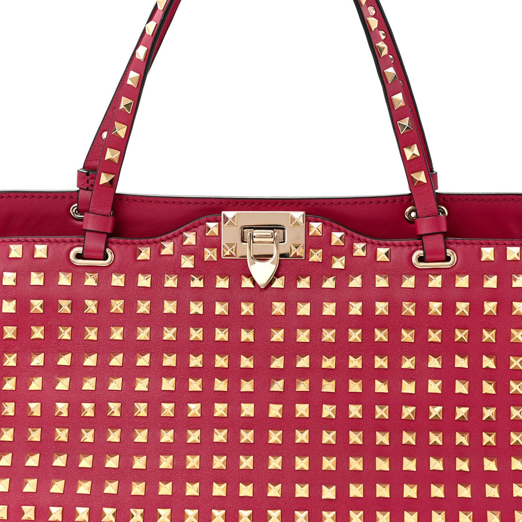 Vitello Medium Rockstud All Over Tote Cyclamin