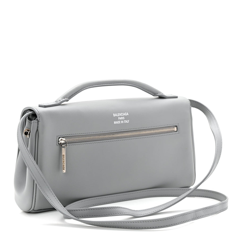 Smooth Calfskin Small Bel Air Clutch On Strap Cloud Grey