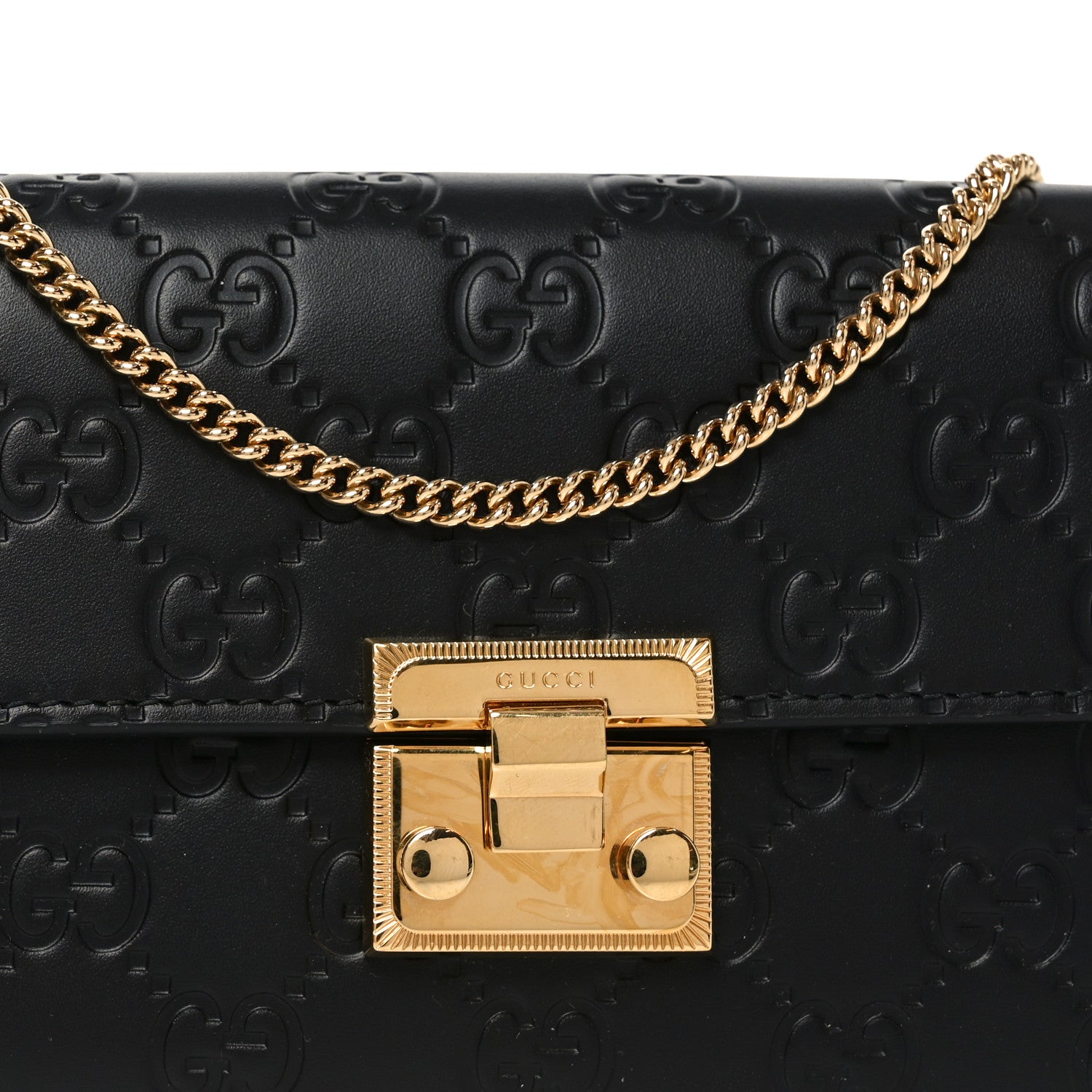 Guccissima Padlock Chain Wallet Black