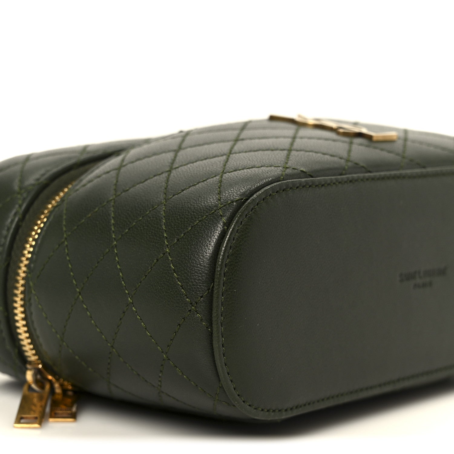 Lambskin Quilted Mini Gaby Vanity Case Olive Wood