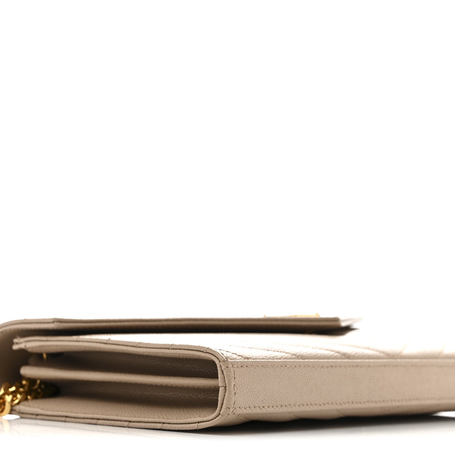 Grain De Poudre Matelasse Chevron Monogram Chain Wallet Dark Beige