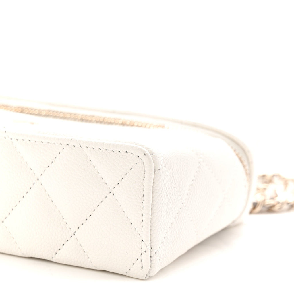 Caviar Quilted Top Handle Slim Vanity With Chain White