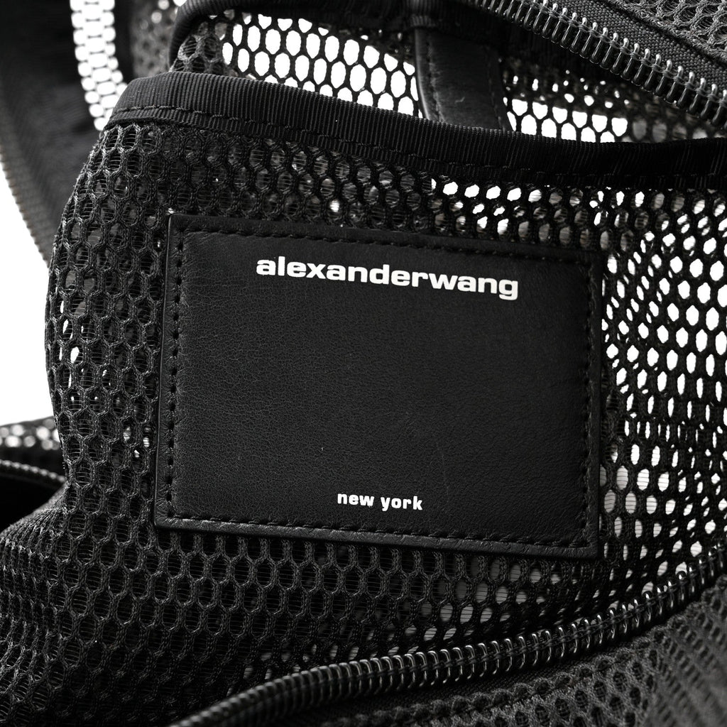 Nylon Mesh Logo Printed Attica Gym Shoulder Bag Black