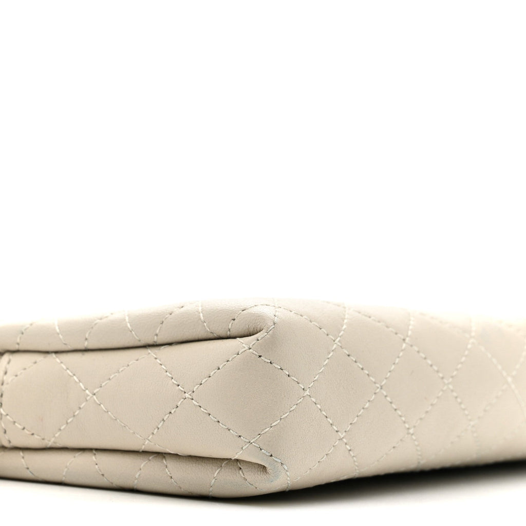 Lambskin Quilted Gaby Zipped Pouch Crema Soft