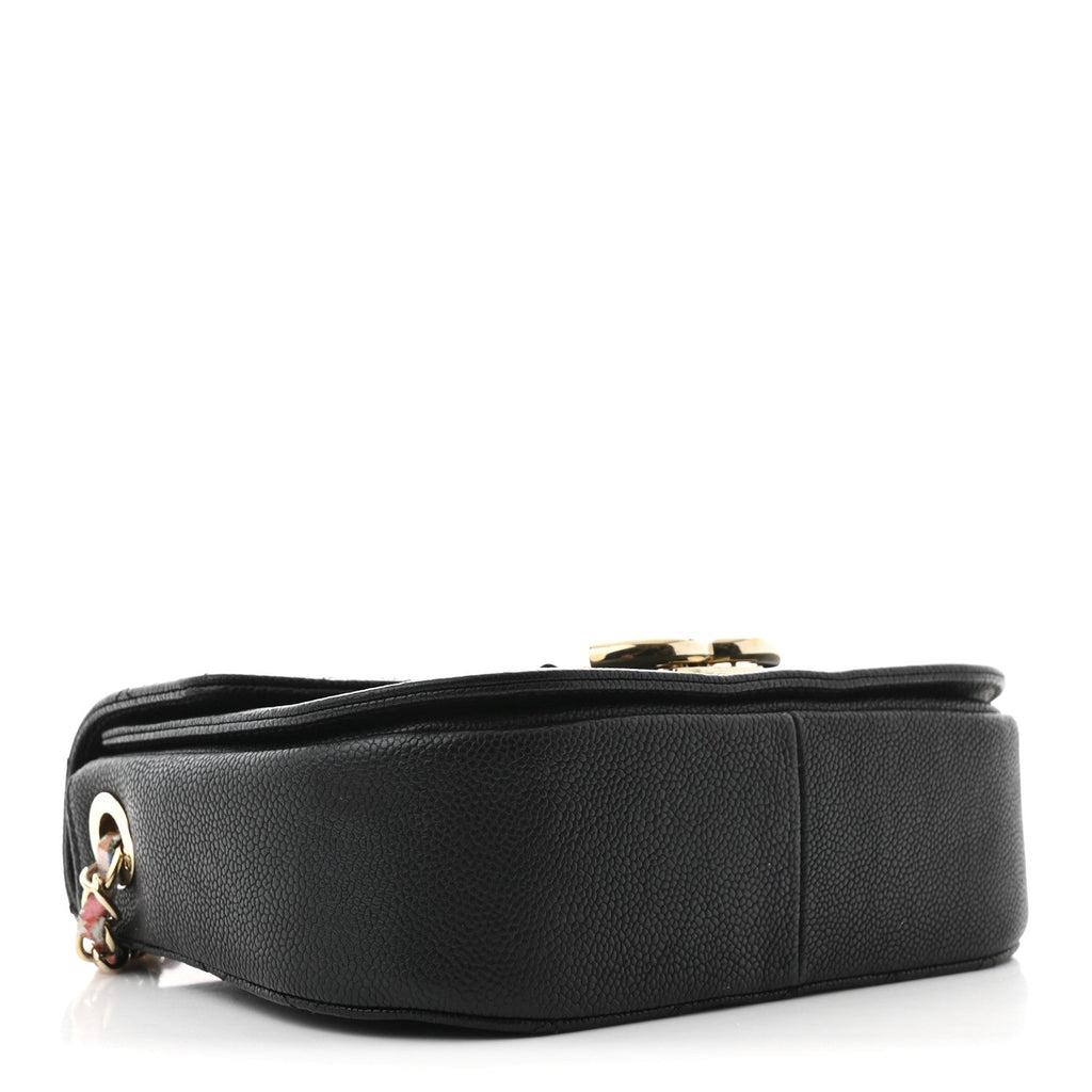 Grained Calfskin Quilted Small Cuba Top Handle Flap Black