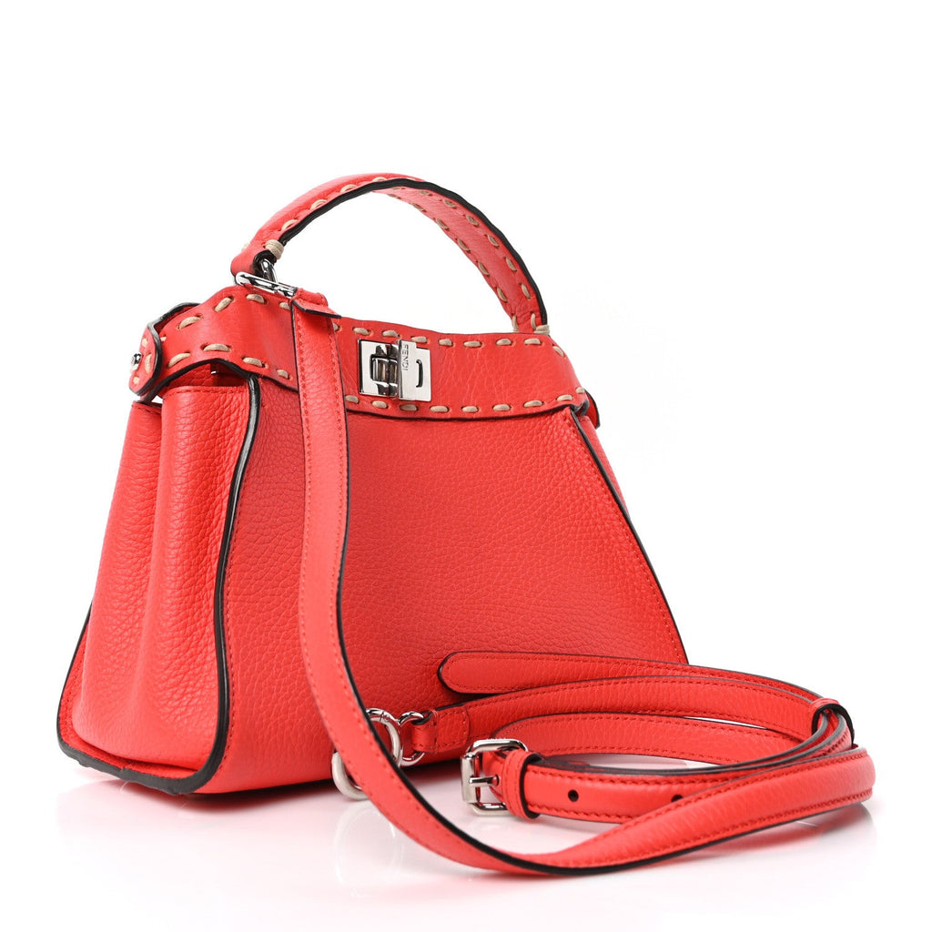 Vitello Granato Camoscio Selleria Macro Stitchings Mini Peekaboo I SEE U Satchel Tullipano