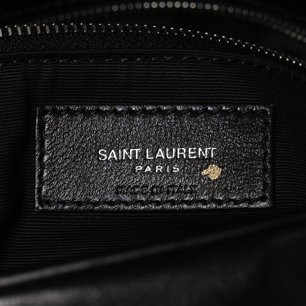 Lambskin Quilted Medium Loulou Puffer Monogram Chain Satchel Black