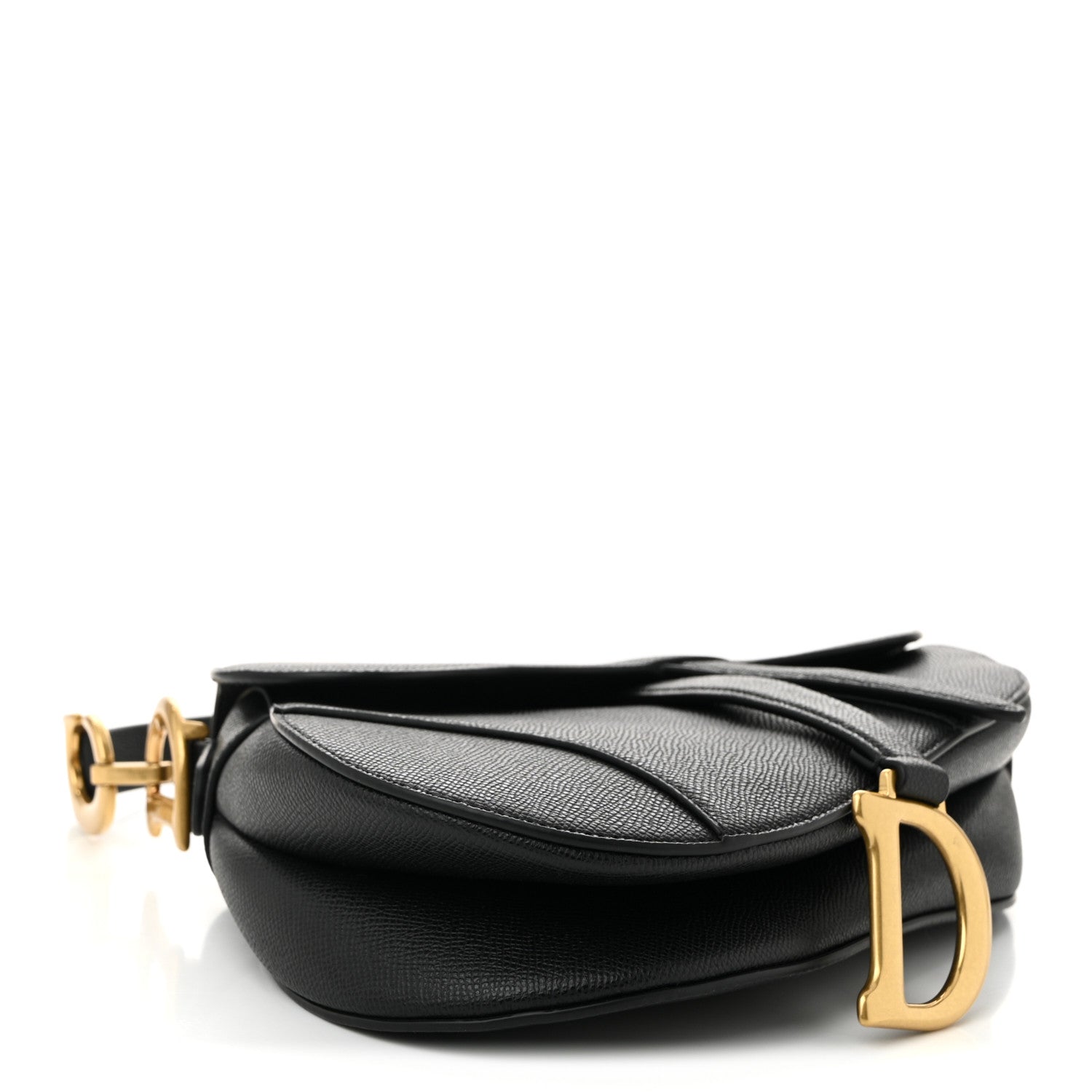 Grained Calfskin Saddle Bag Black