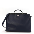 Calfskin Embossed Large Peekaboo Iconic Fit Satchel Blueberry