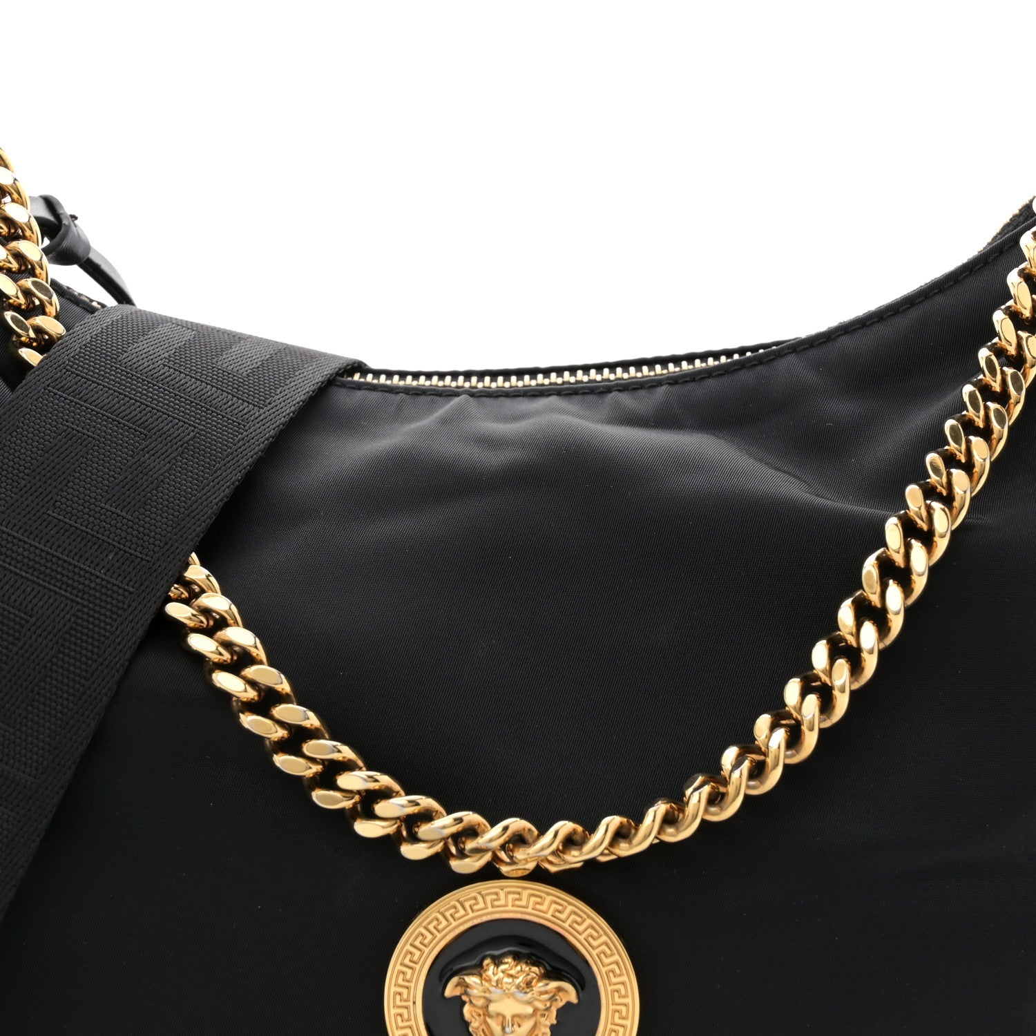 Nylon Tribute Chain Crossbody Shoulder Bag Black