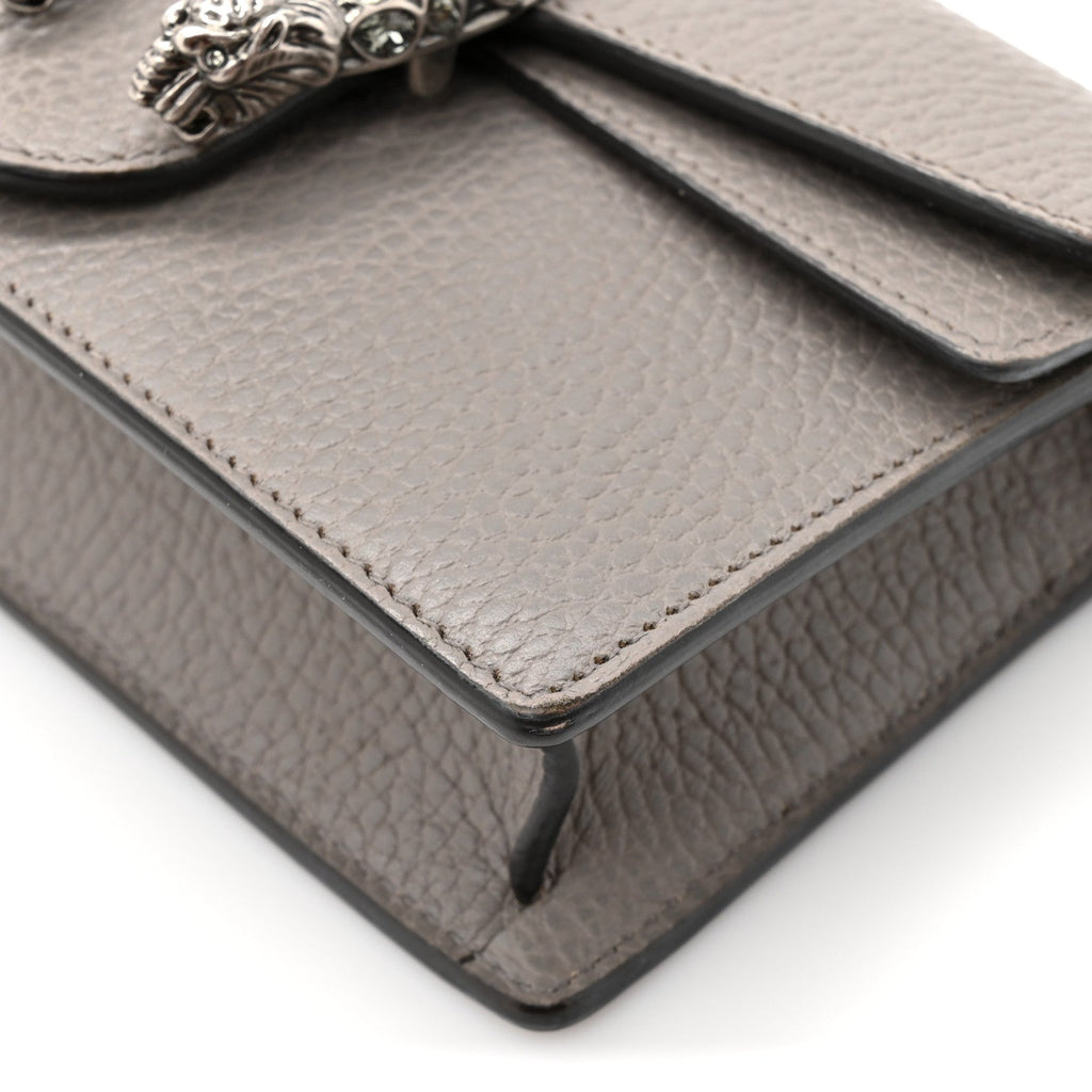 Dollar Calfskin Crystal Super Mini Dionysus Shoulder Bag Dusty Grey Black Diamond
