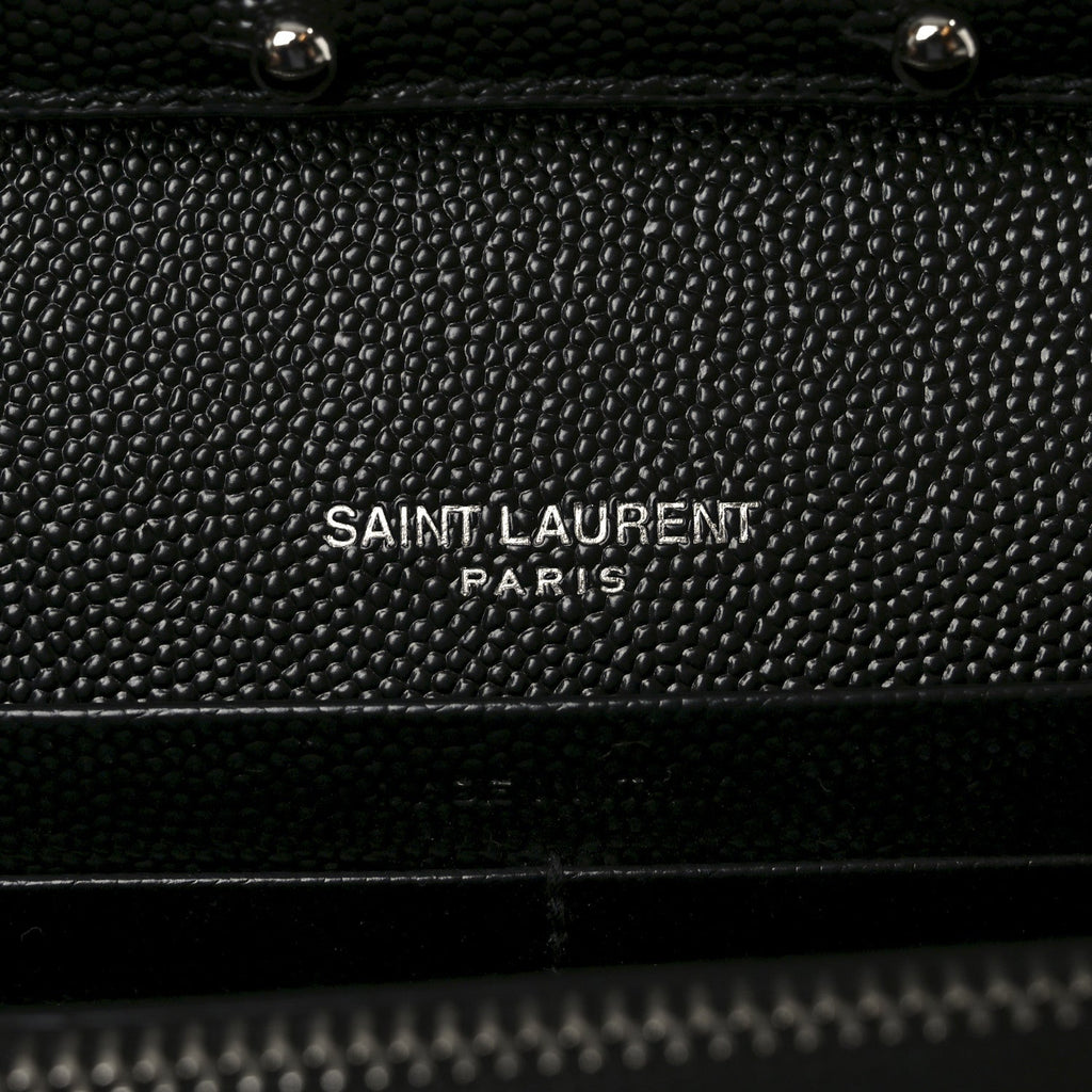 Grain De Poudre Mixed Matelasse Triquilt Monogram Chain Wallet Black