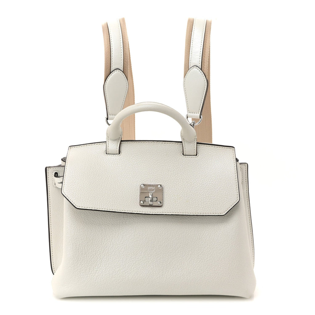 Grained Calfskin Medium Milla Convertible Backpack White Flake