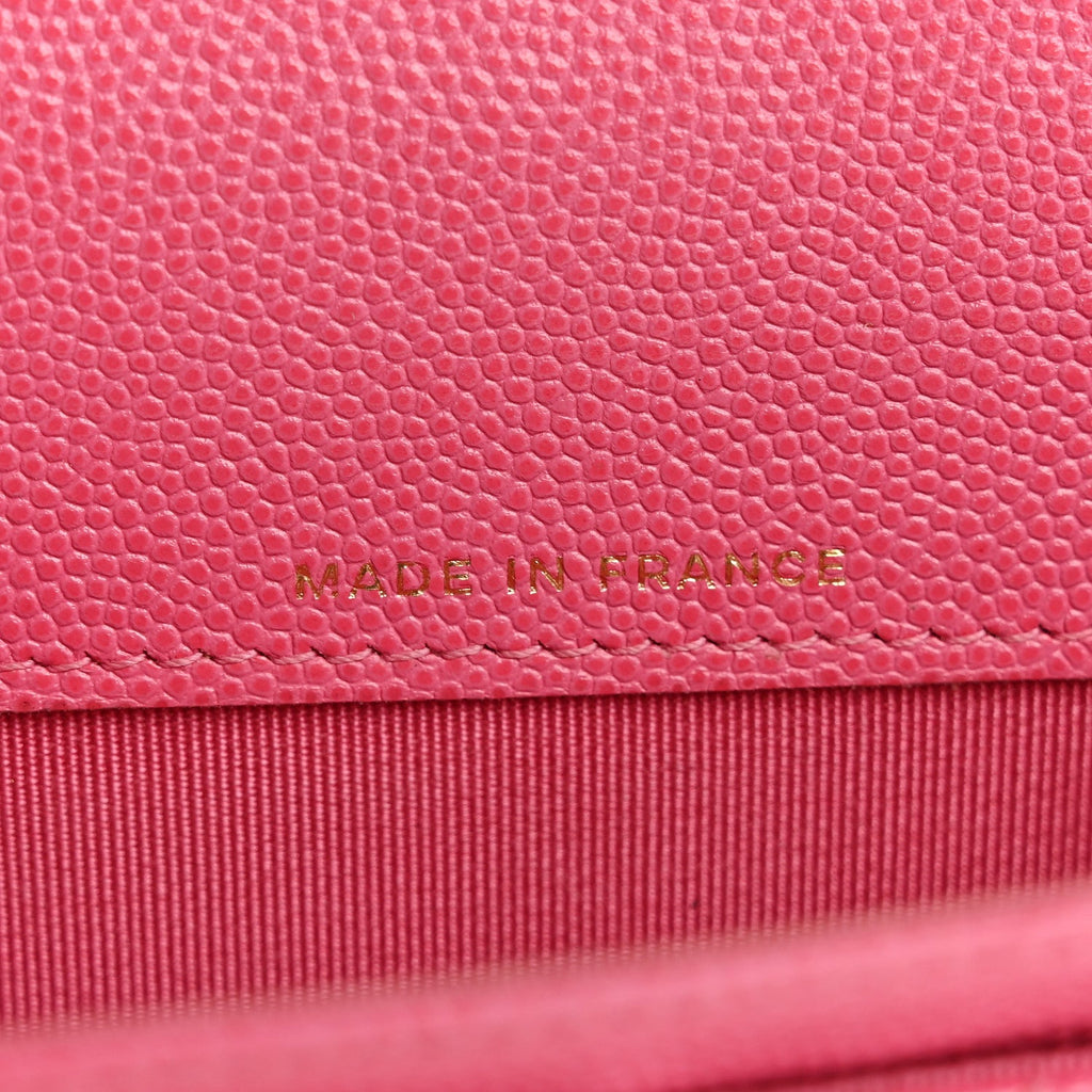 Caviar Quilted Flap  Holder Wallet Pink