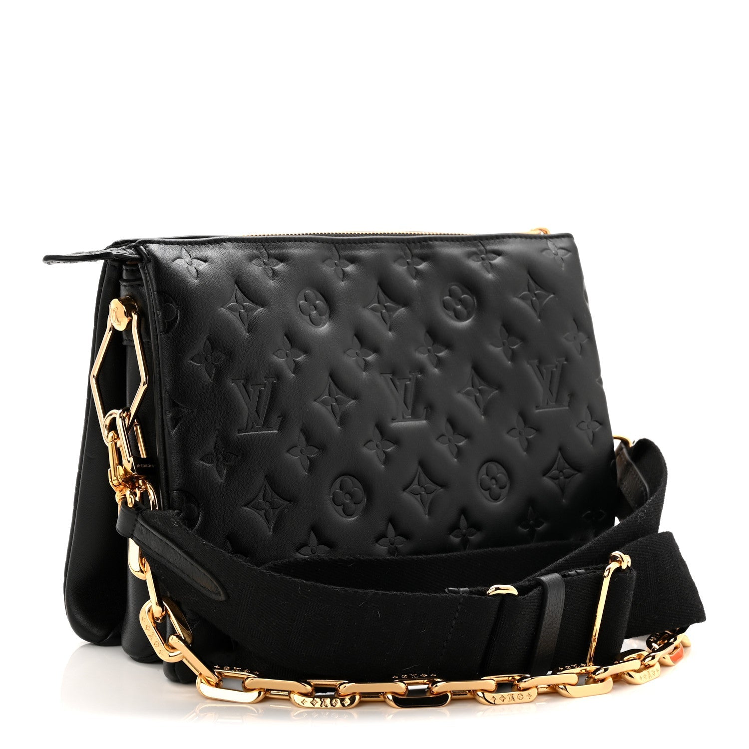 Lambskin Embossed Monogram Coussin PM Black