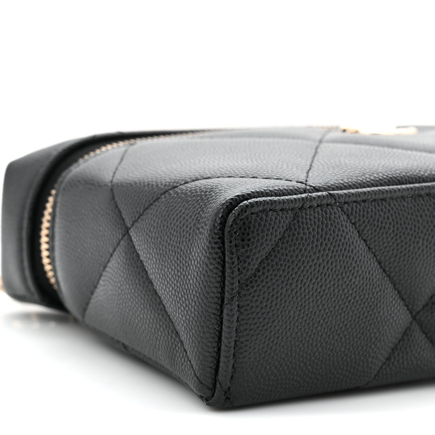 Caviar Quilted Top Handle Slim Vanity With Chain Black