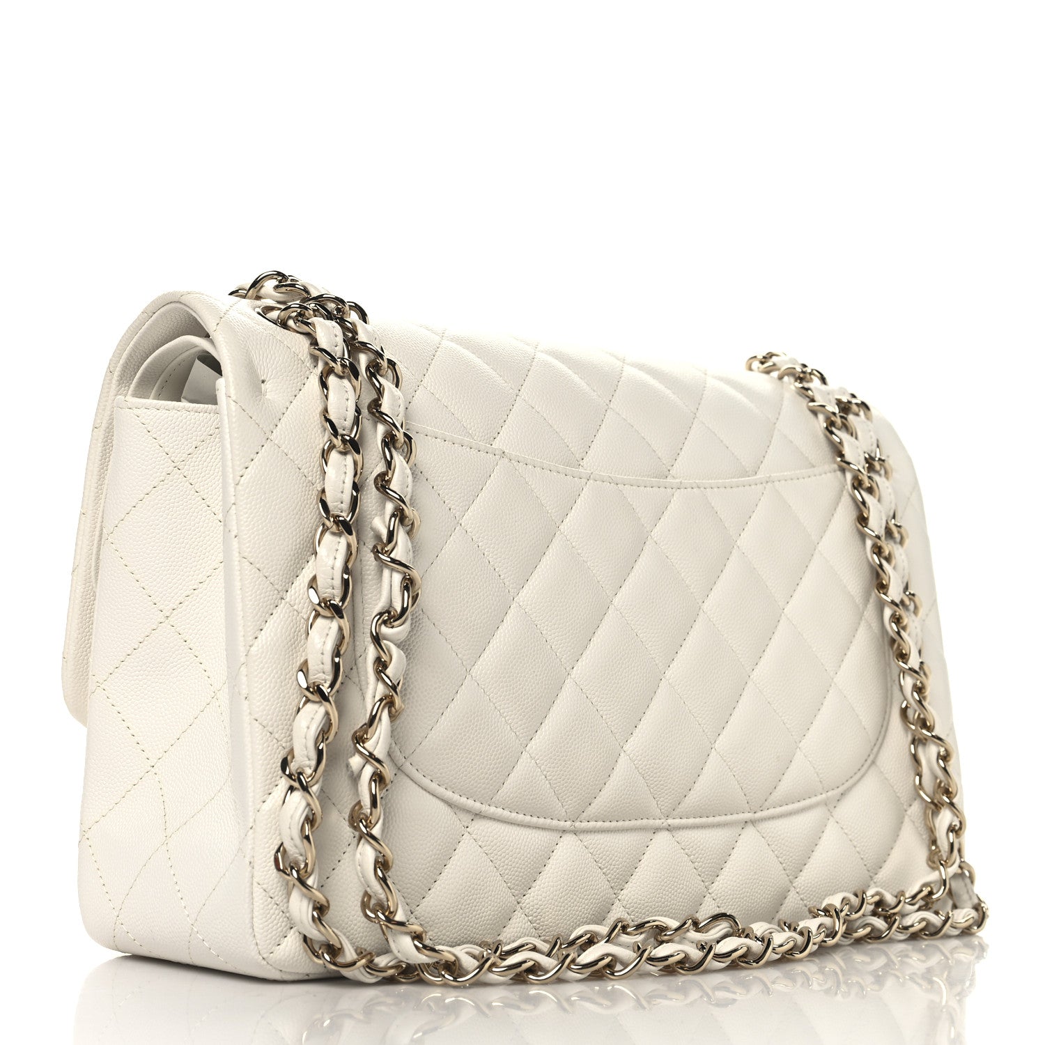 Caviar Quilted Jumbo Double Flap White