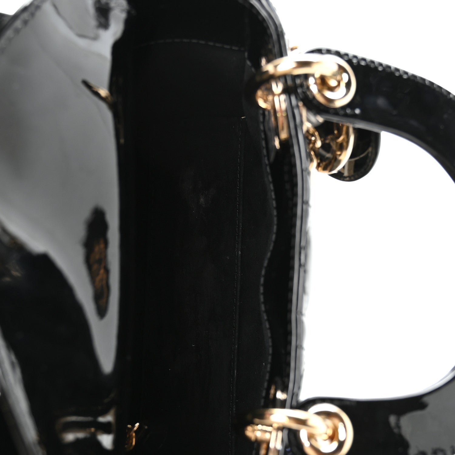 Patent Cannage Mini Lady Dior Black