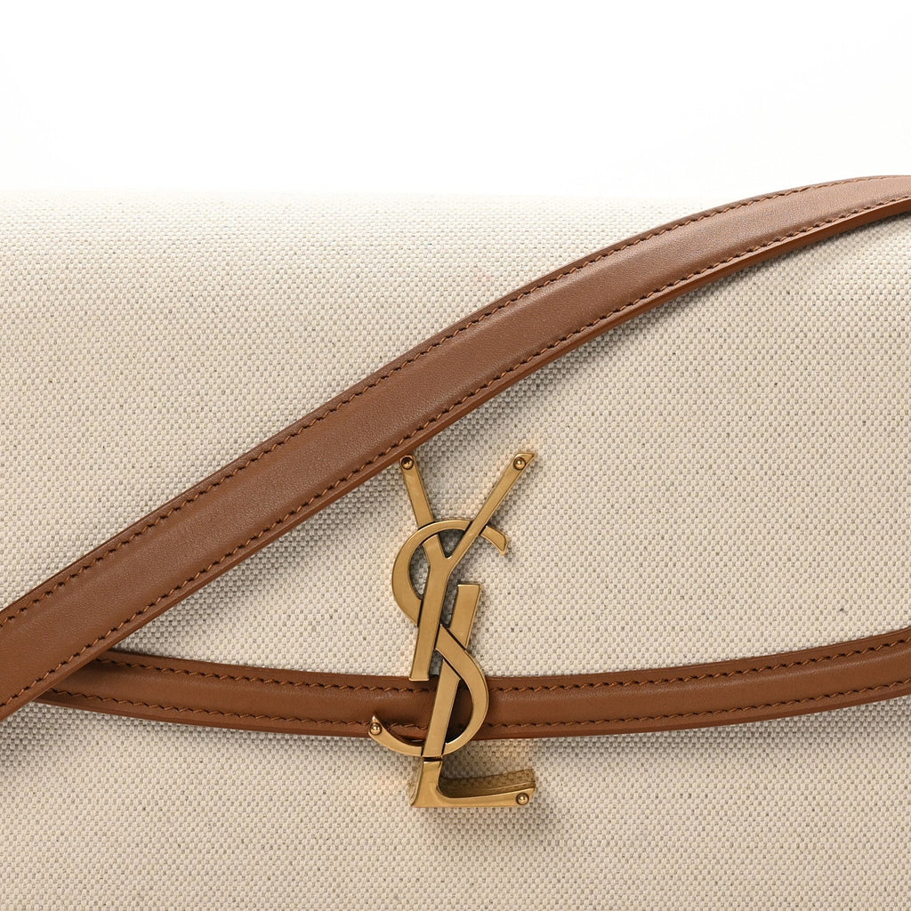 Linen Calfskin Monogram Small Solferino Satchel Greggio Brick