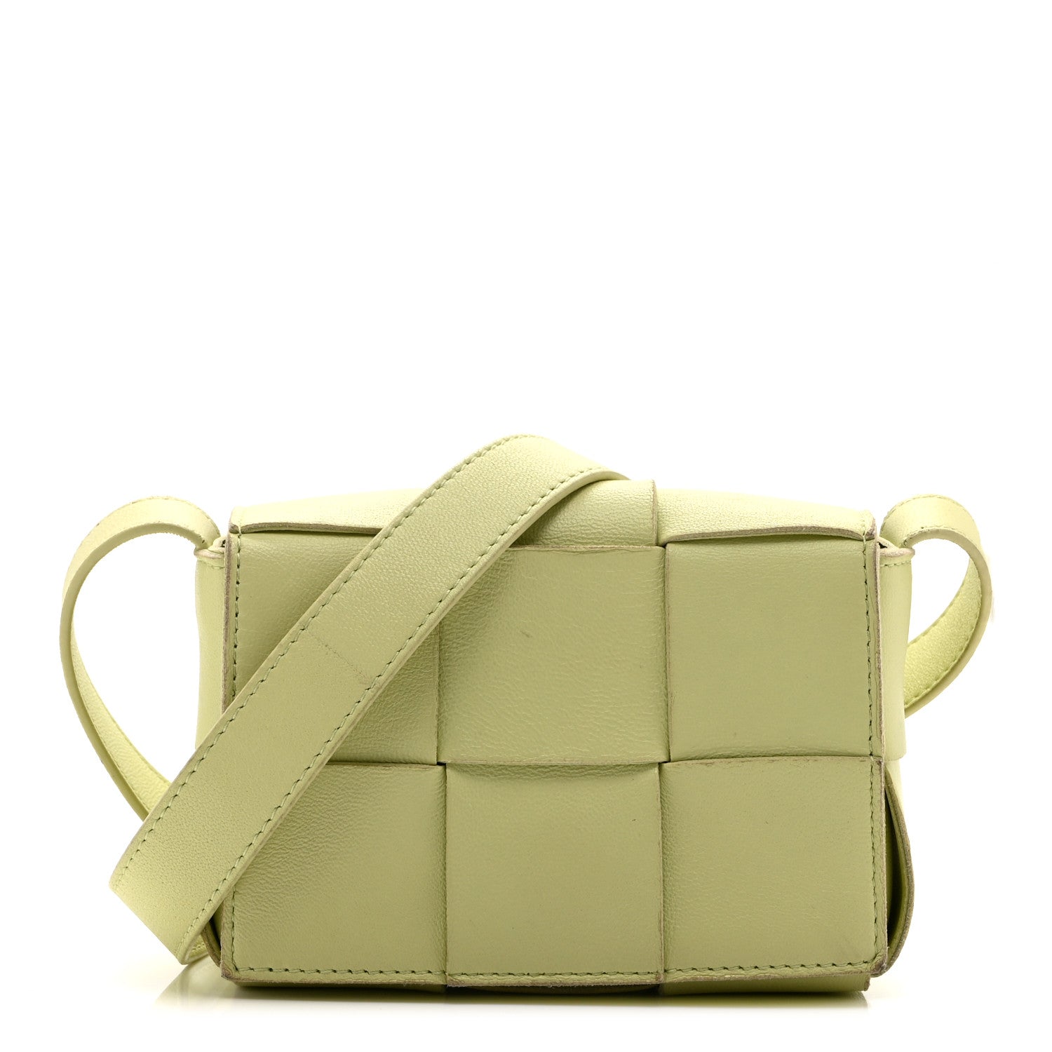 Lambskin Maxi Intrecciato Extra Mini Cassette Crossbody Bag Lemon Washed
