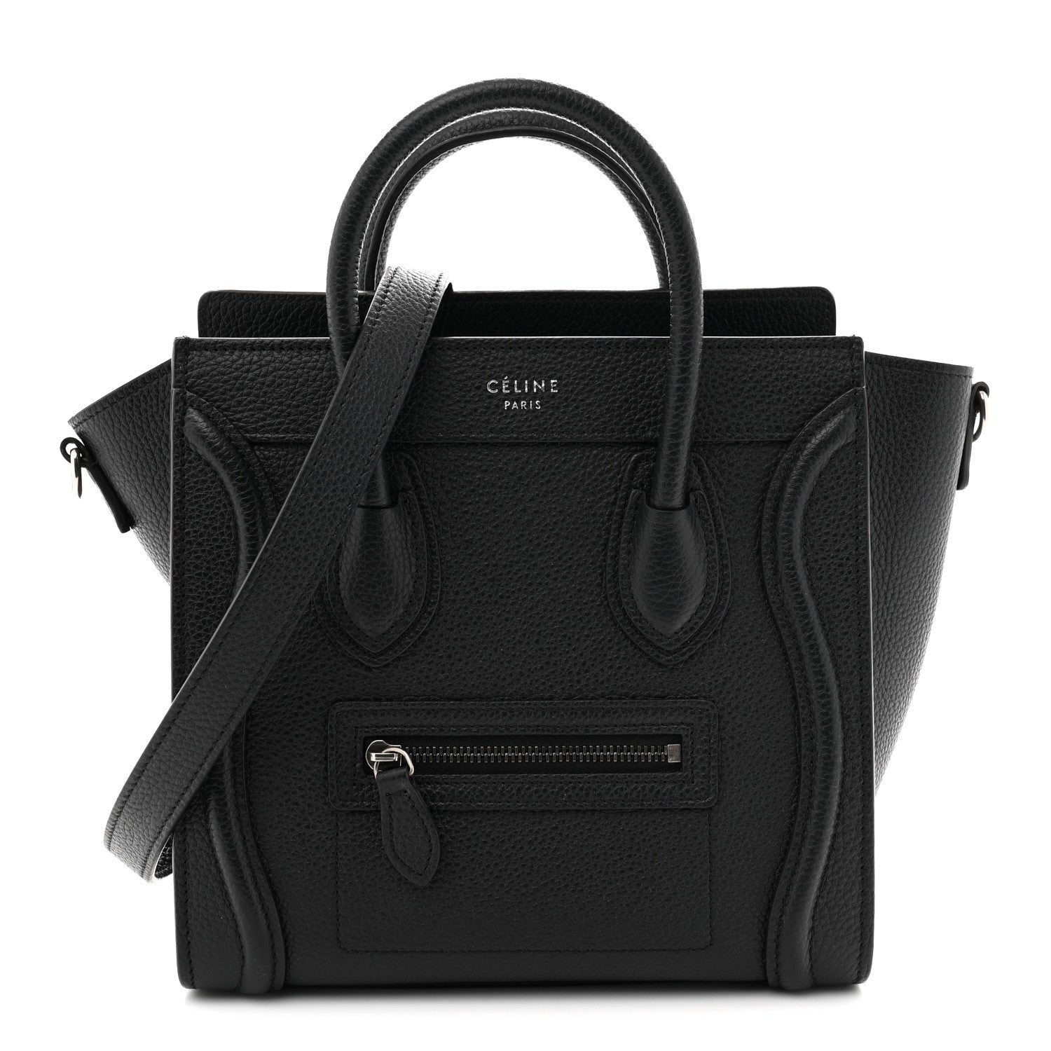 Drummed Calfskin Nano Luggage Black