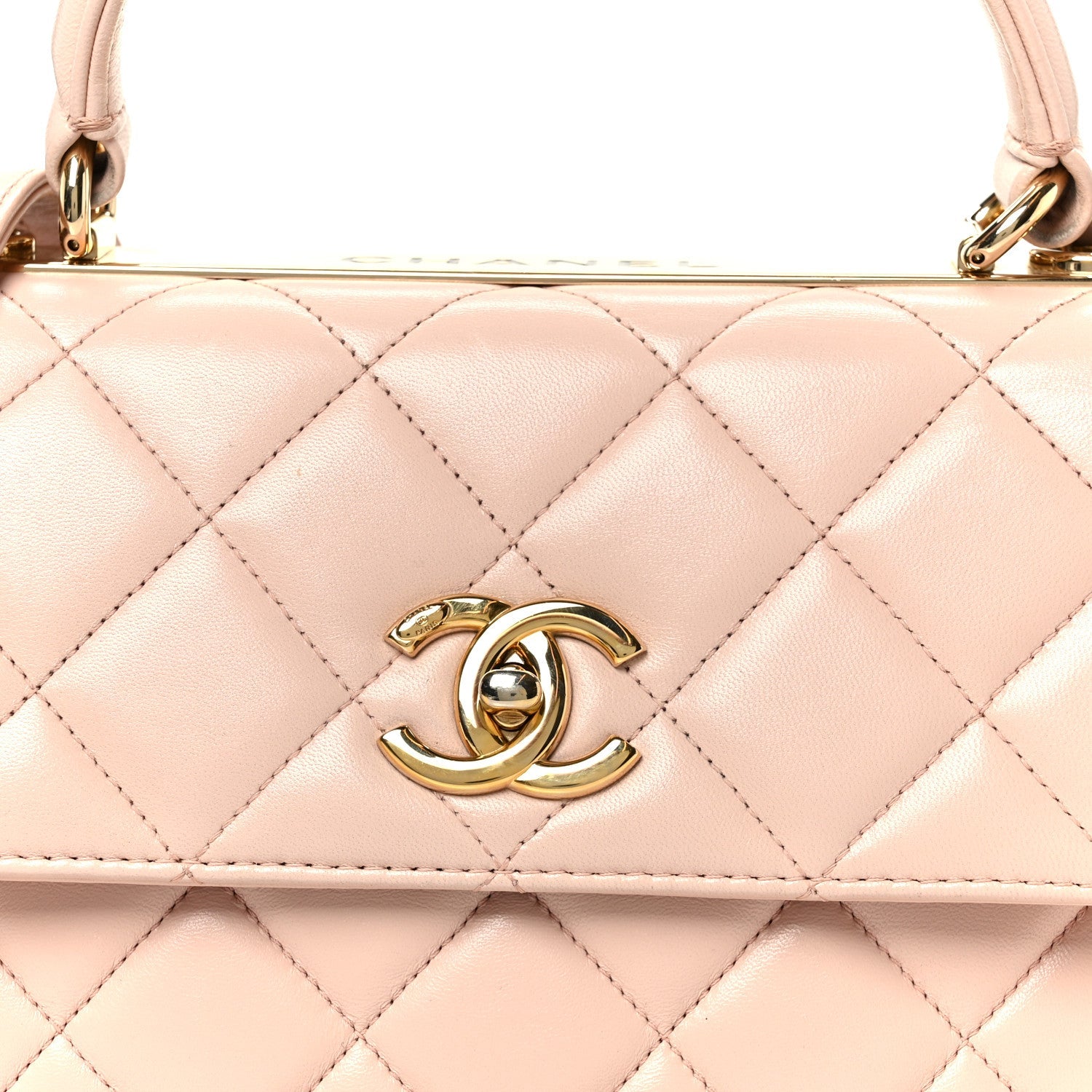 Lambskin Quilted Small Trendy CC Flap Dual Handle Bag Light Pink