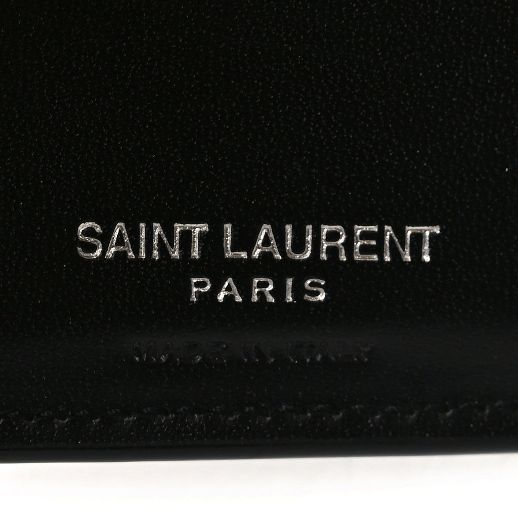 Matte Calfskin Tiny Cassandre East West Wallet Black