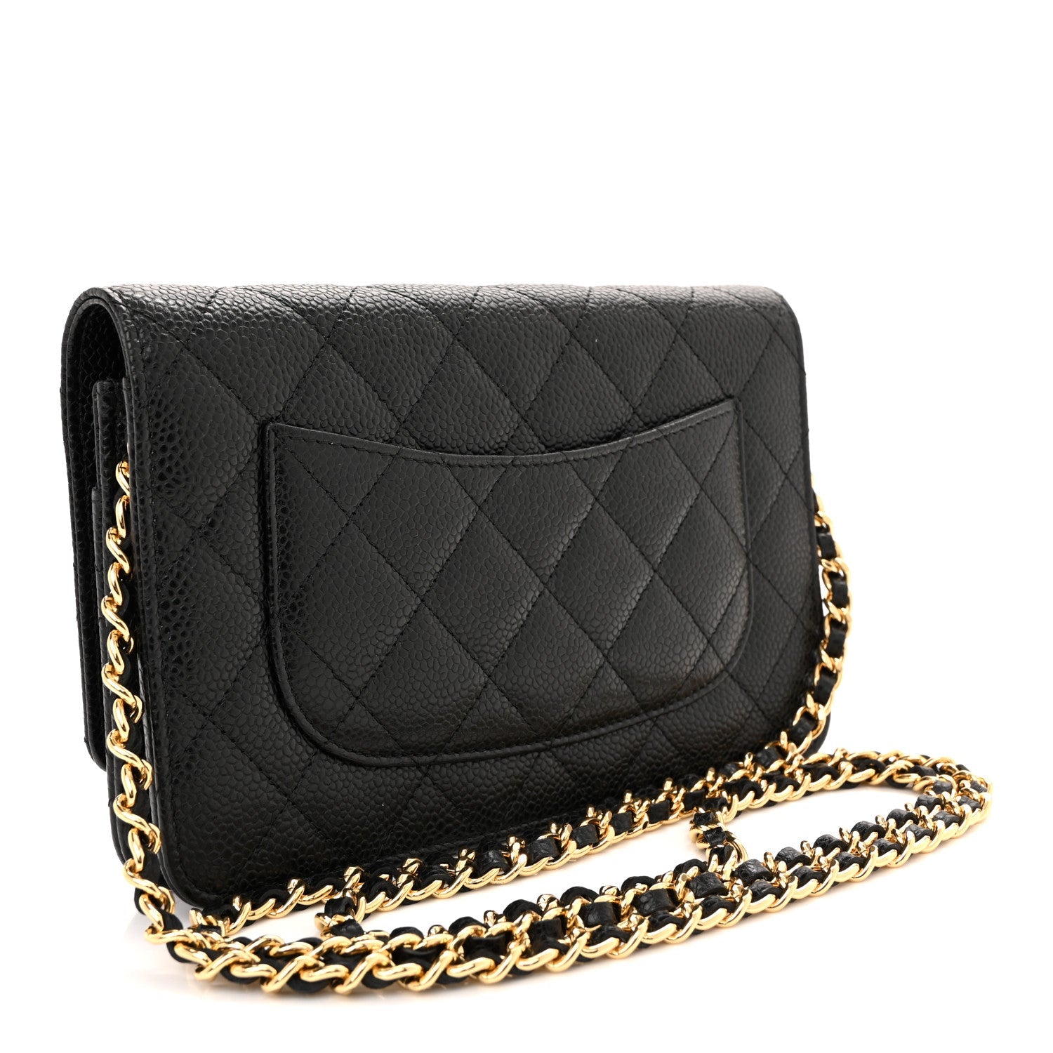 Caviar Quilted Wallet On Chain WOC Black
