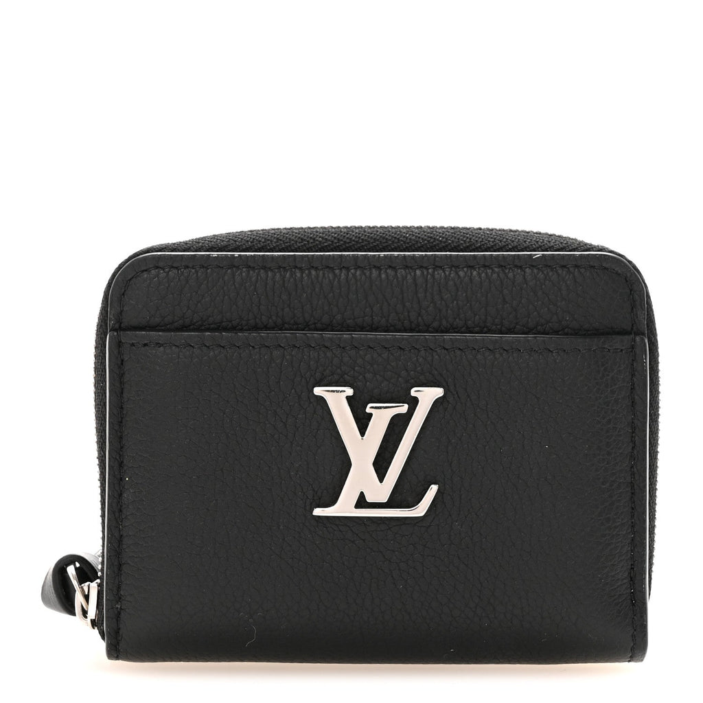 Calfskin Lockme Zippy Coin Purse Black