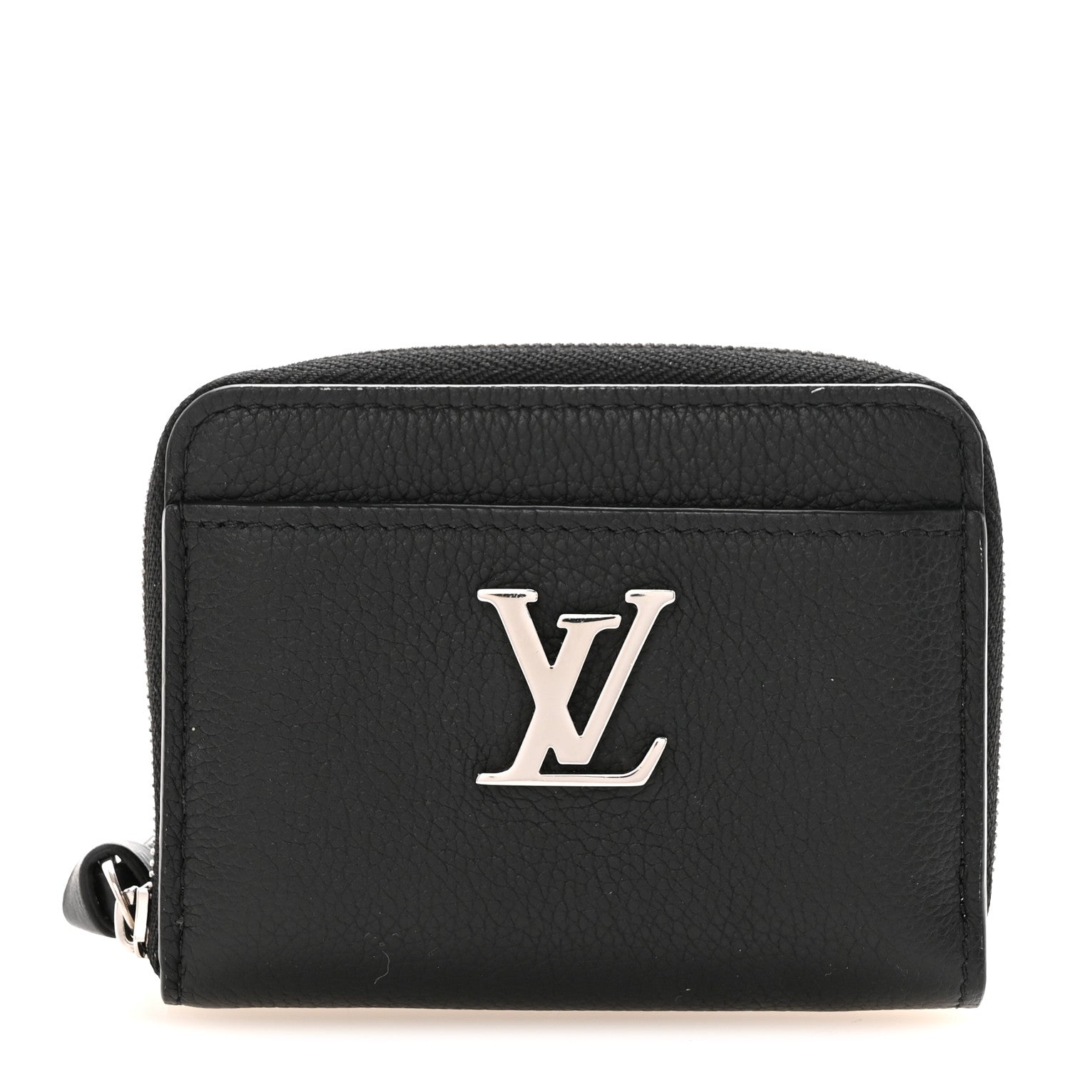 Calfskin Lockme Zippy Coin Purse Black