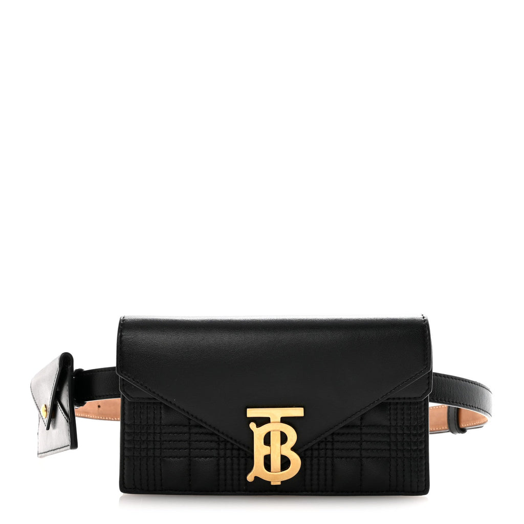 Smooth Calfskin Quilted Check TB Envelope Belt Bag Black