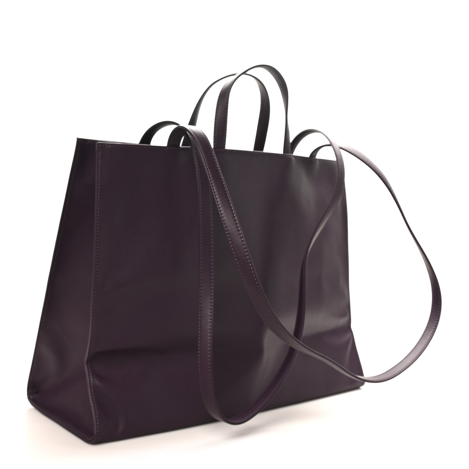 Vegan Leather Large Shopping Bag Eggplant