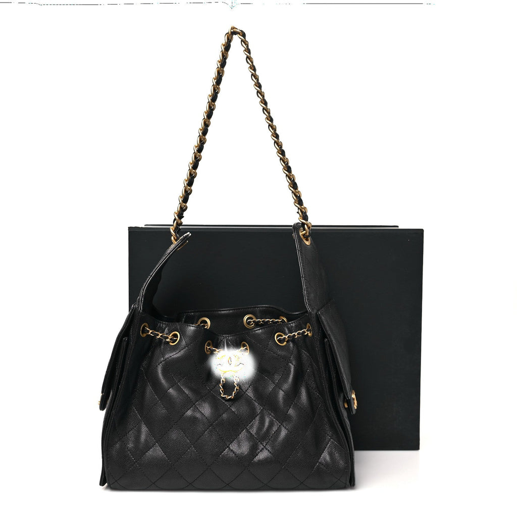Caviar Quilted Small Chanel 25 Handbag Dark Navy