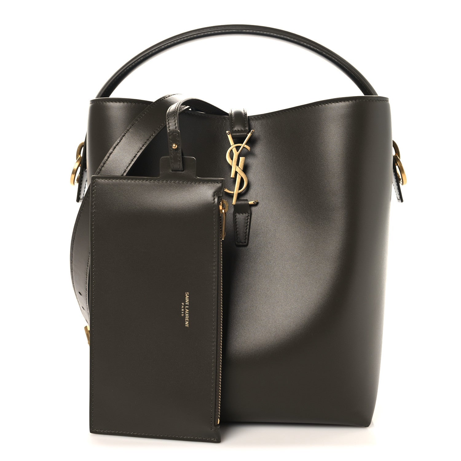 Shiny Calfskin Le 37 Bucket Bag Deep Musk