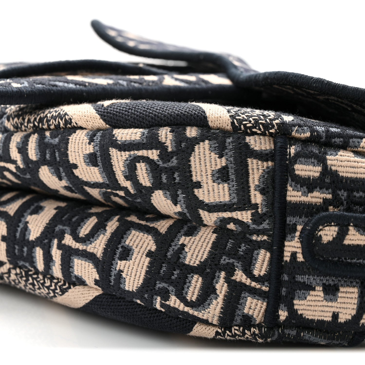 Oblique Embroidered Saddle Bag Blue