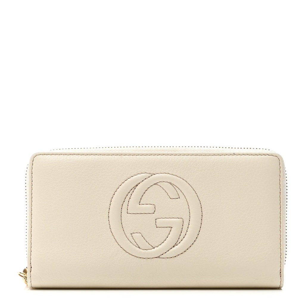 Pebbled Calfskin Soho Zip Around Wallet Off White