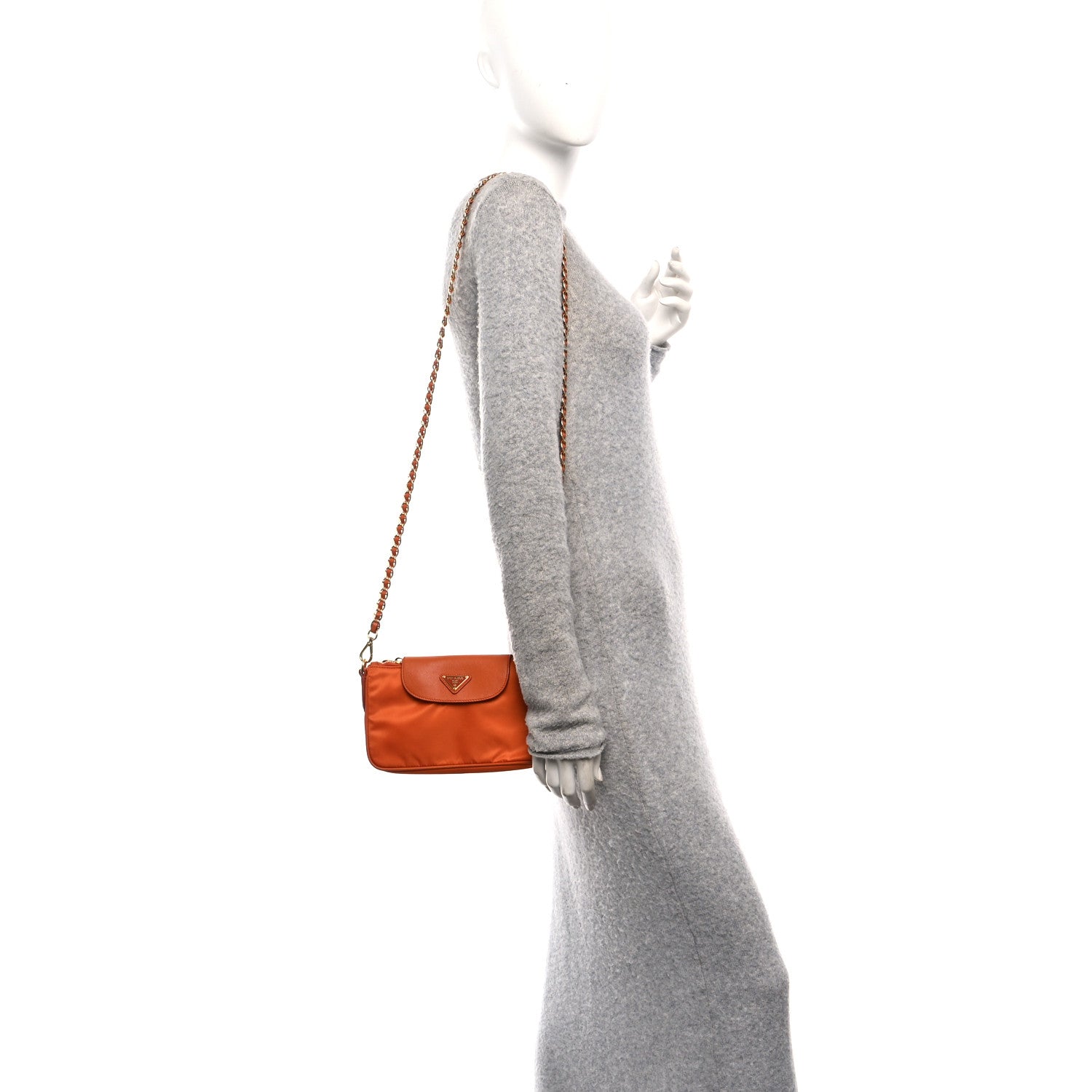 Tessuto Nylon Saffiano Crossbody Bag Papaya