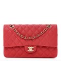 Caviar Quilted Medium Double Flap Red